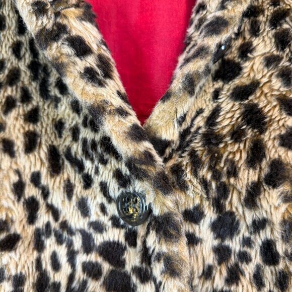 Charlotte Russe Faux Fur Coat Jacket Y2K Animal Print Retro Cozy Leopard Large - Picture 5 of 8